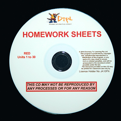 Red Homework Sheets CD